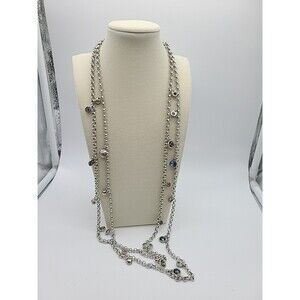 Vidda Spain Hand-Crafted Necklaces Blue Austrian Crystals Silver Discs